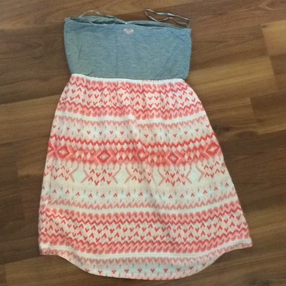 Roxy Strapless Beach Cover-up Pink/Gray Size Jr Medium - Picture 4 of 5